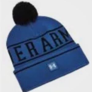 Under Armour  half time pom beanie Blue Knit Hat NWT
